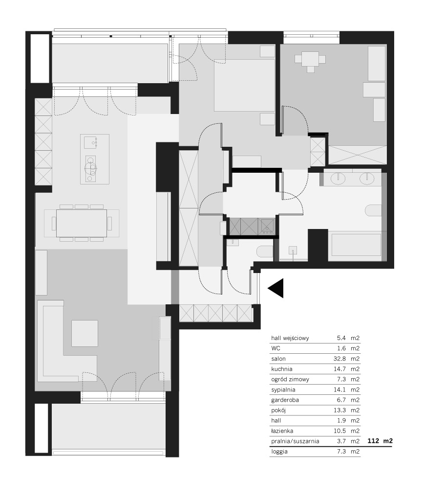 plan mieszkania apartament na wynajem Wilanów Sarmacka 28